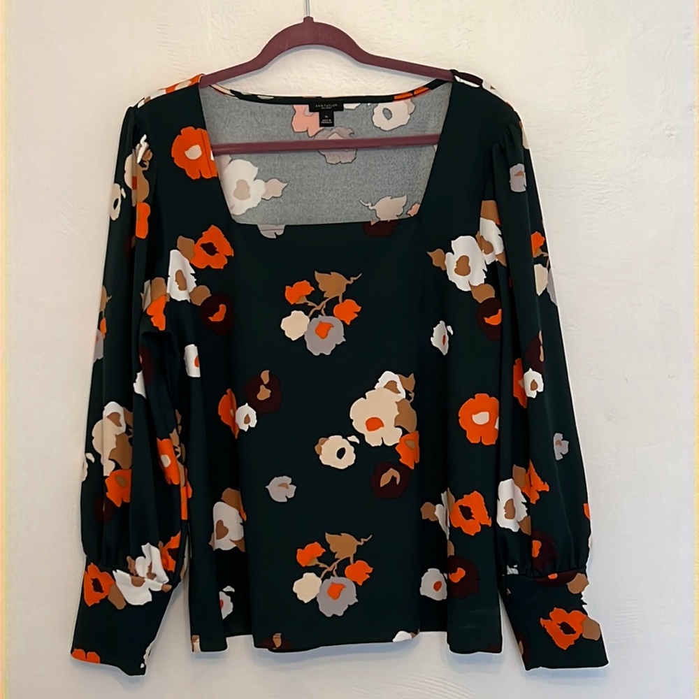 Ann Taylor Factory puff sleeve floral blouse, XL